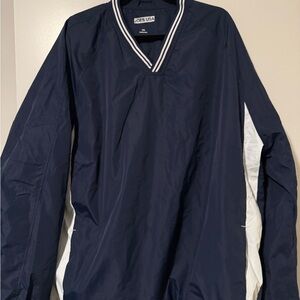 Navy and White Pullover Windbreaker